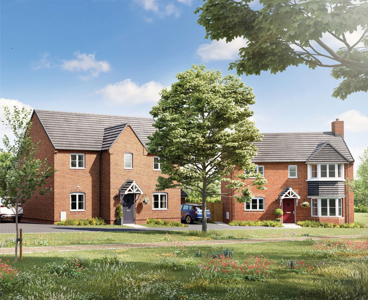 External shot of detached family homes at Willow Grove in Coventry